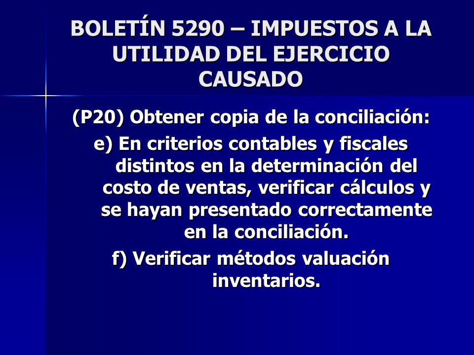 BOLETÍN 5290 – IMPUESTOS A LA UTILIDAD DEL EJERCICIO CAUSADO