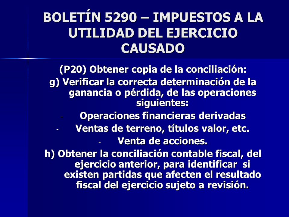 BOLETÍN 5290 – IMPUESTOS A LA UTILIDAD DEL EJERCICIO CAUSADO