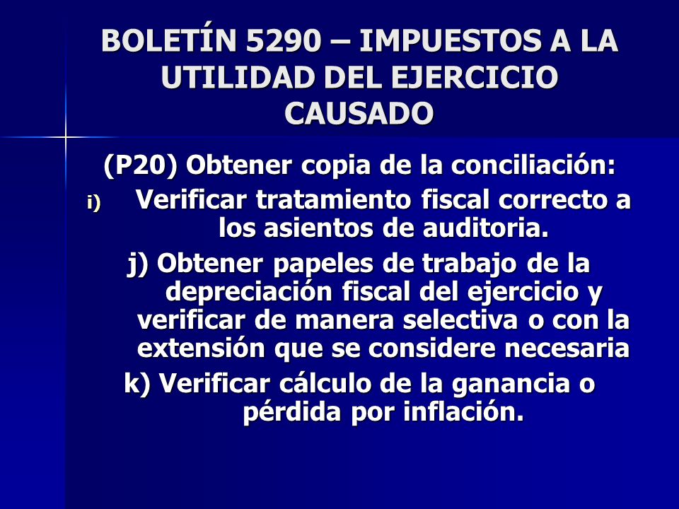 BOLETÍN 5290 – IMPUESTOS A LA UTILIDAD DEL EJERCICIO CAUSADO