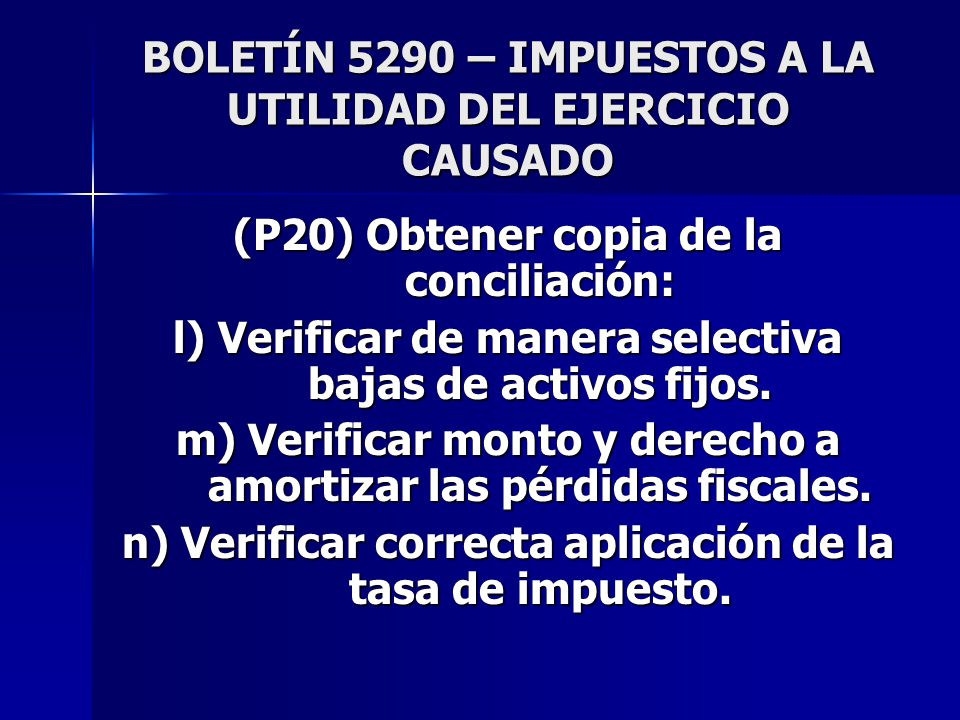 BOLETÍN 5290 – IMPUESTOS A LA UTILIDAD DEL EJERCICIO CAUSADO