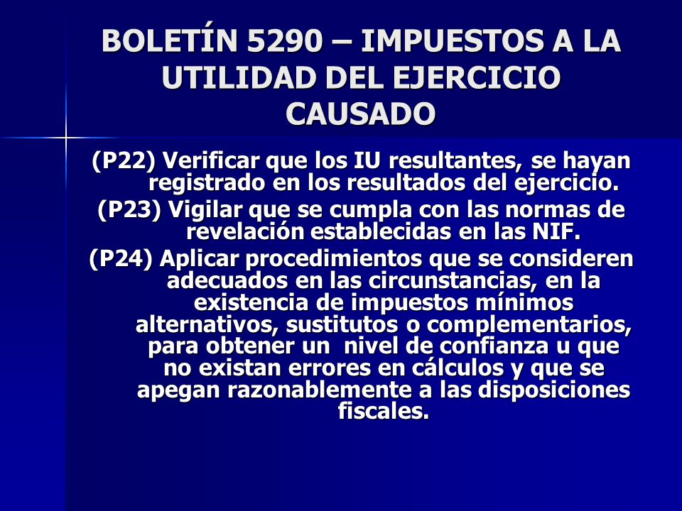 BOLETÍN 5290 – IMPUESTOS A LA UTILIDAD DEL EJERCICIO CAUSADO