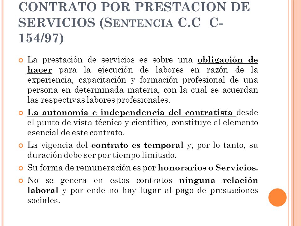 CONTRATO POR PRESTACION DE SERVICIOS (Sentencia C.C C-154/97)