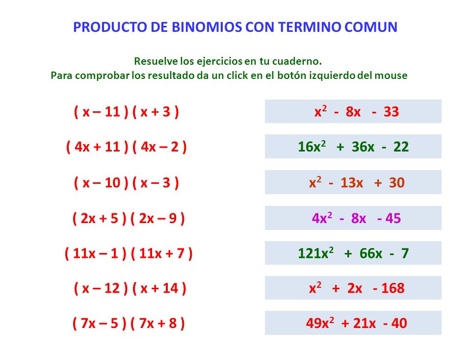 PRODUCTO DE BINOMIOS CON TERMINO COMUN