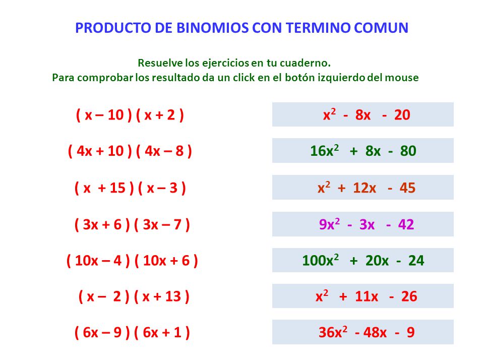 PRODUCTO DE BINOMIOS CON TERMINO COMUN