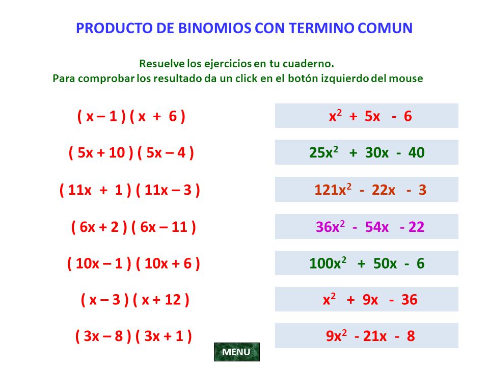 PRODUCTO DE BINOMIOS CON TERMINO COMUN