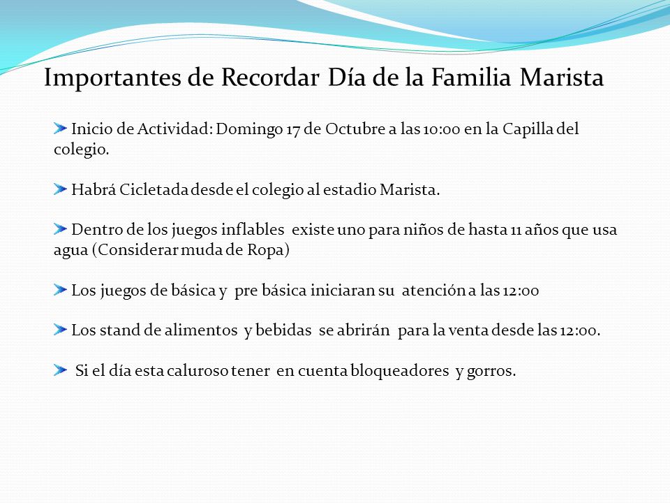 Importantes de Recordar Día de la Familia Marista