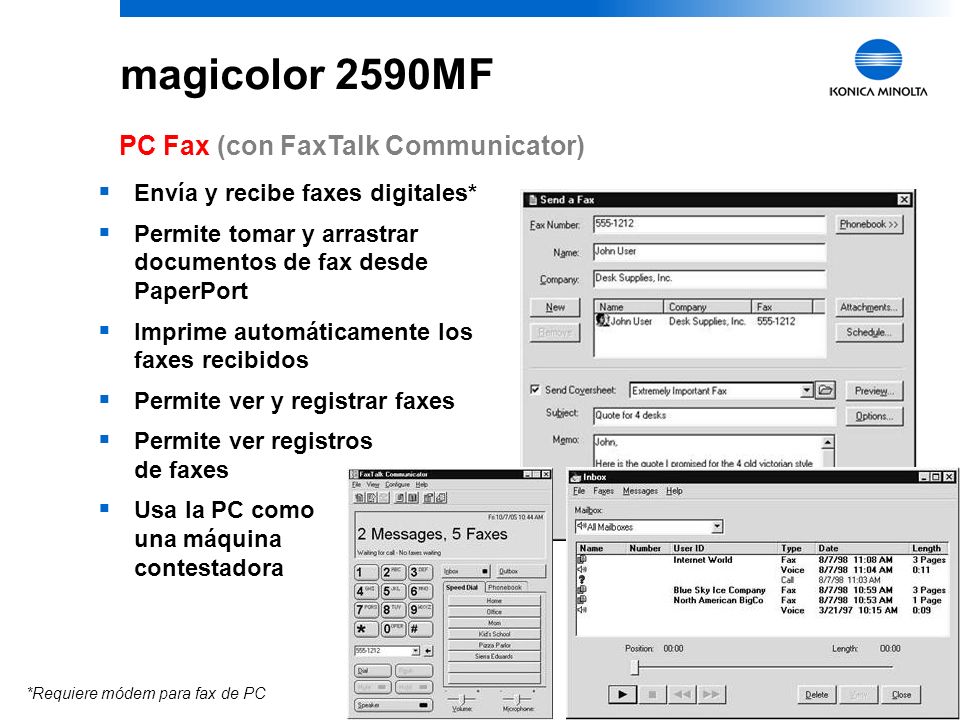 magicolor 2590MF PC Fax (con FaxTalk Communicator)