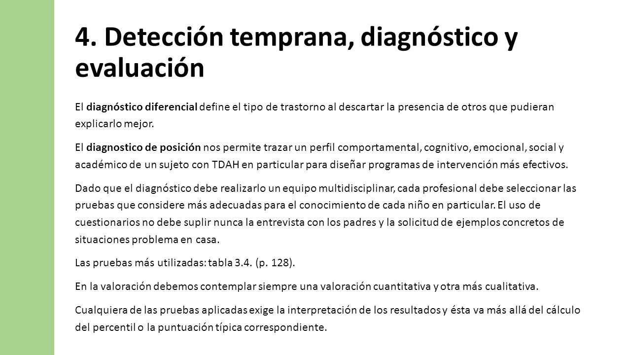 4. Detección temprana, diagnóstico y evaluación