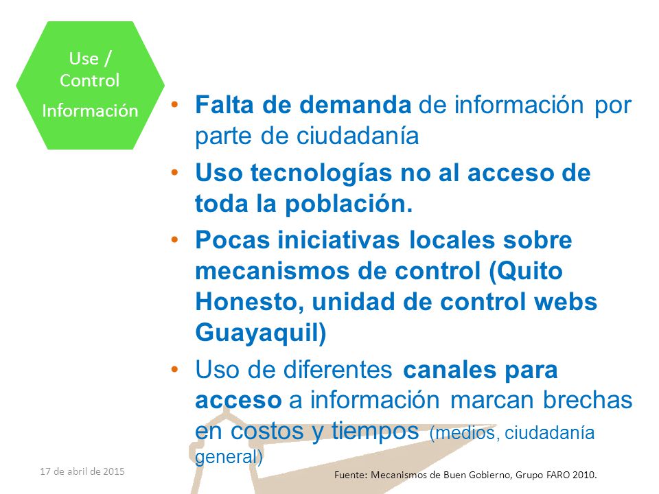 Falta de demanda de información por parte de ciudadanía