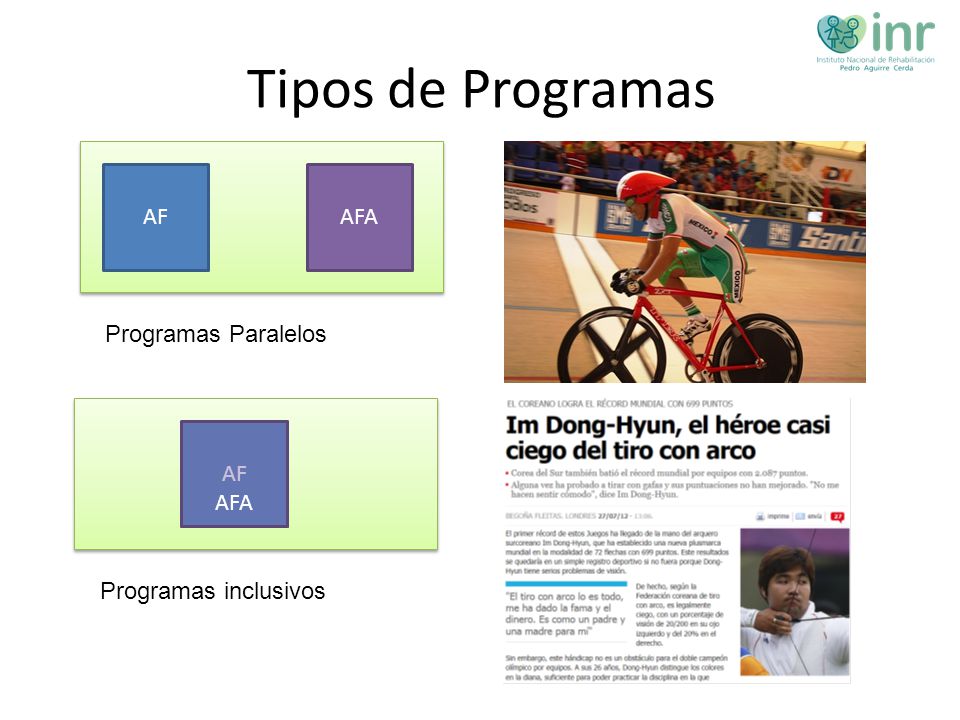 Tipos de Programas AF AFA Programas Paralelos Programas inclusivos AF
