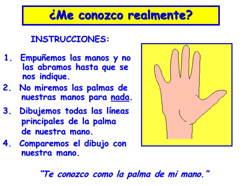 ¿Me conozco realmente INSTRUCCIONES: 1. Empuñemos las manos y no