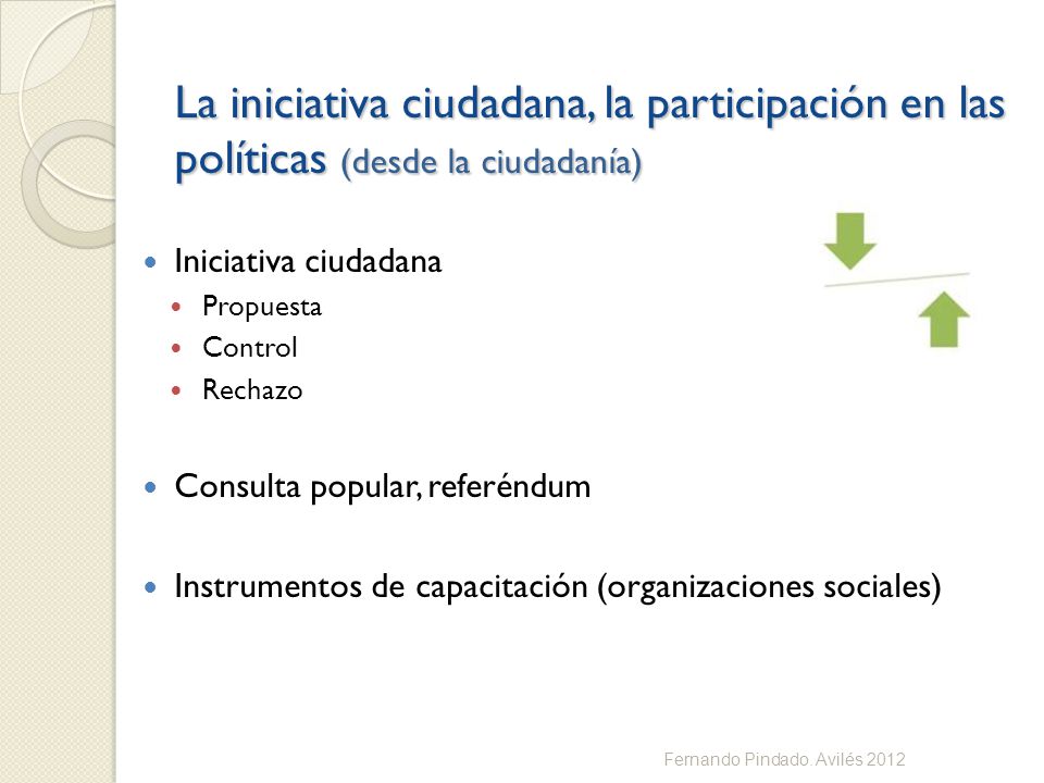 La iniciativa ciudadana, la participación en las políticas (desde la ciudadanía)