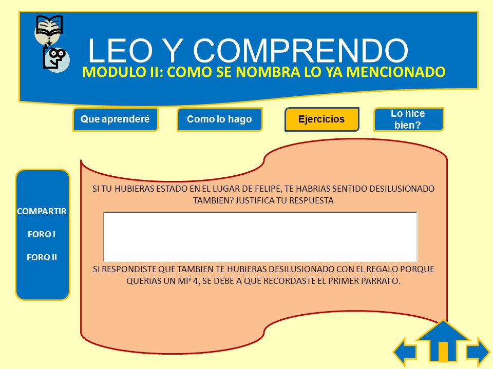 LEO Y COMPRENDO MODULO II: COMO SE NOMBRA LO YA MENCIONADO