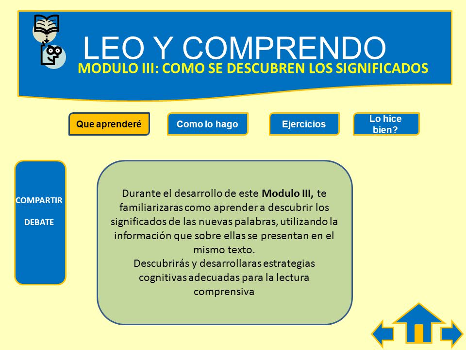 LEO Y COMPRENDO MODULO III: COMO SE DESCUBREN LOS SIGNIFICADOS