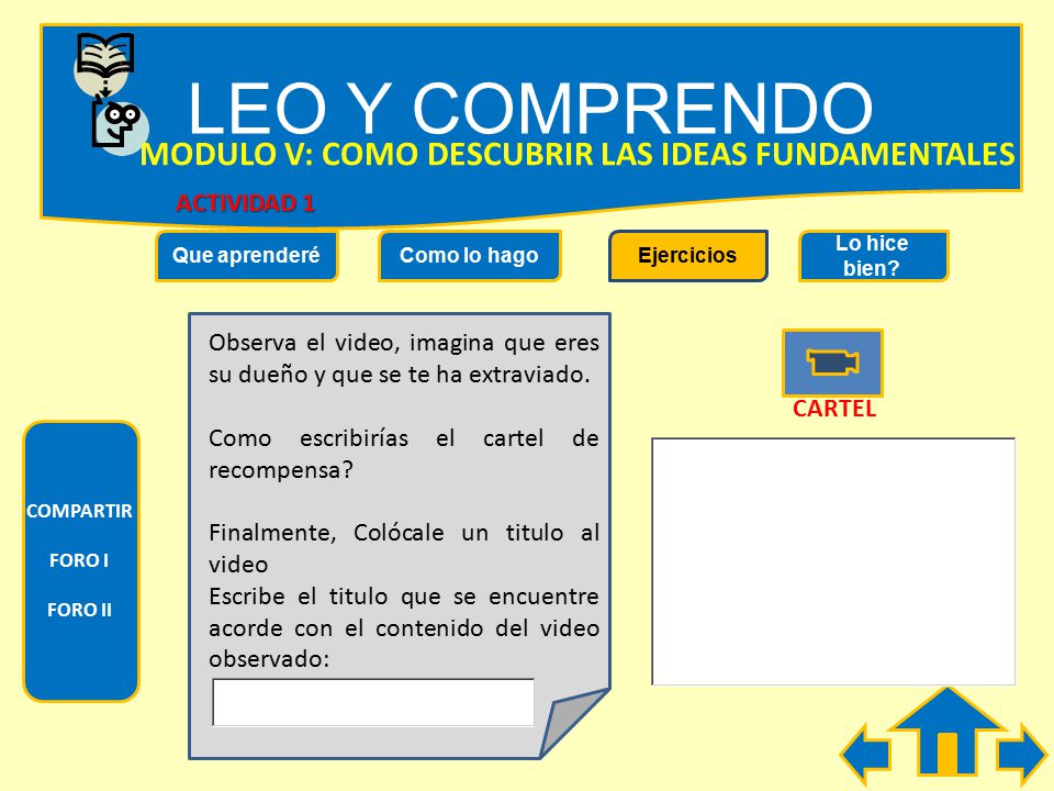 LEO Y COMPRENDO MODULO V: COMO DESCUBRIR LAS IDEAS FUNDAMENTALES