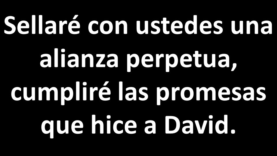 Sellaré con ustedes una alianza perpetua, cumpliré las promesas que hice a David.