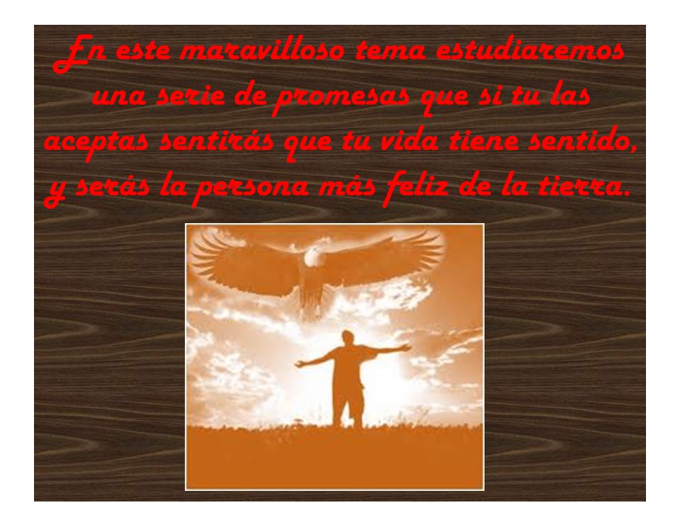 En este maravilloso tema estudiaremos una serie de promesas que si tu las aceptas sentirás que tu vida tiene sentido, y serás la persona más feliz de la tierra.
