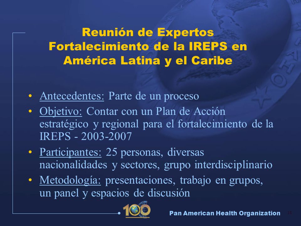 Reunión de Expertos Fortalecimiento de la IREPS en América Latina y el Caribe