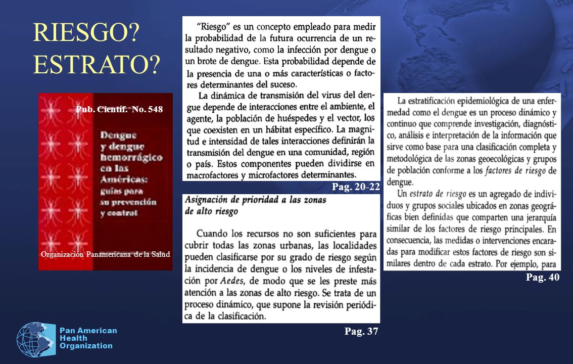 RIESGO ESTRATO Pag Pag. 40 Pag. 37 Pub. Científ. No. 548