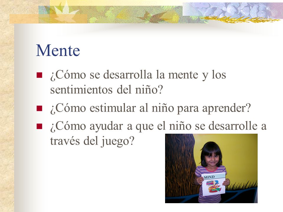 Mente ¿Cómo se desarrolla la mente y los sentimientos del niño