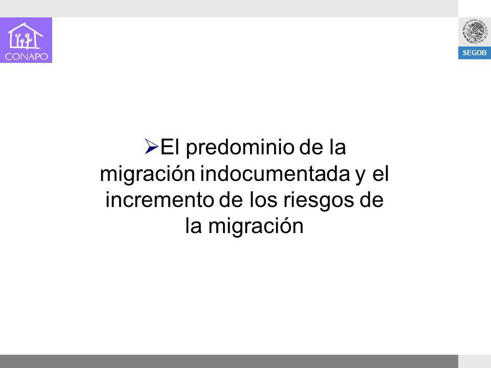 El predominio de la migración indocumentada y el incremento de los riesgos de la migración