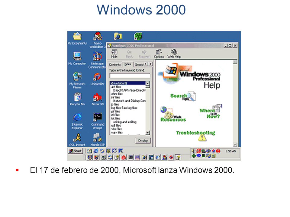Windows El 17 de febrero de 2000, Microsoft lanza Windows 2000.