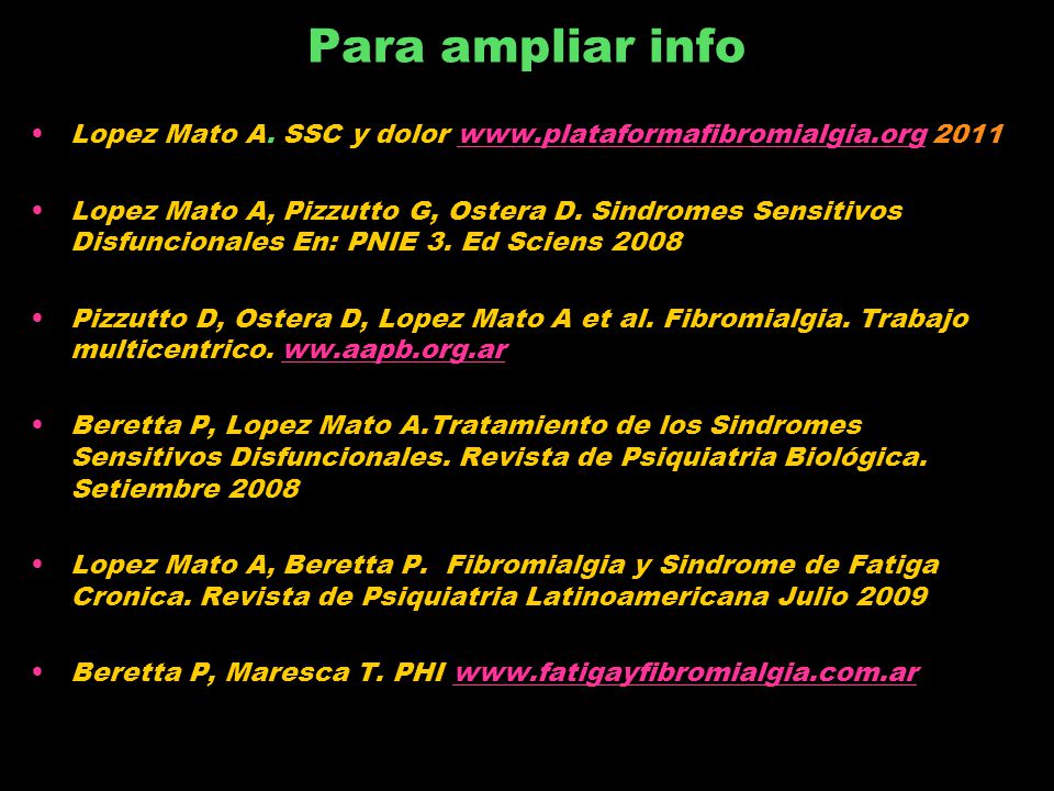 Para ampliar info Lopez Mato A. SSC y dolor