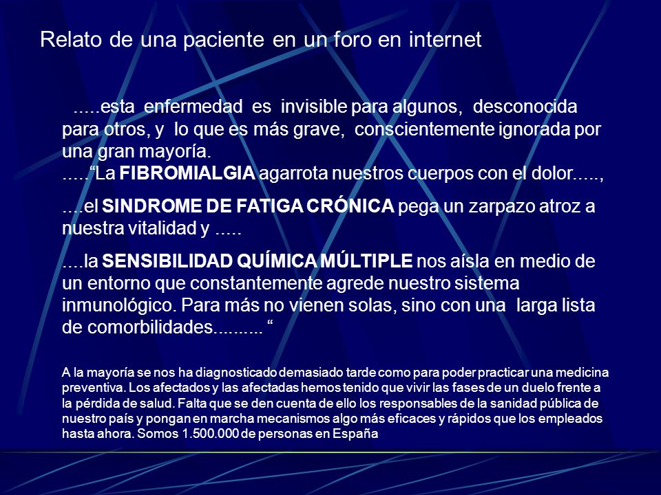 Relato de una paciente en un foro en internet