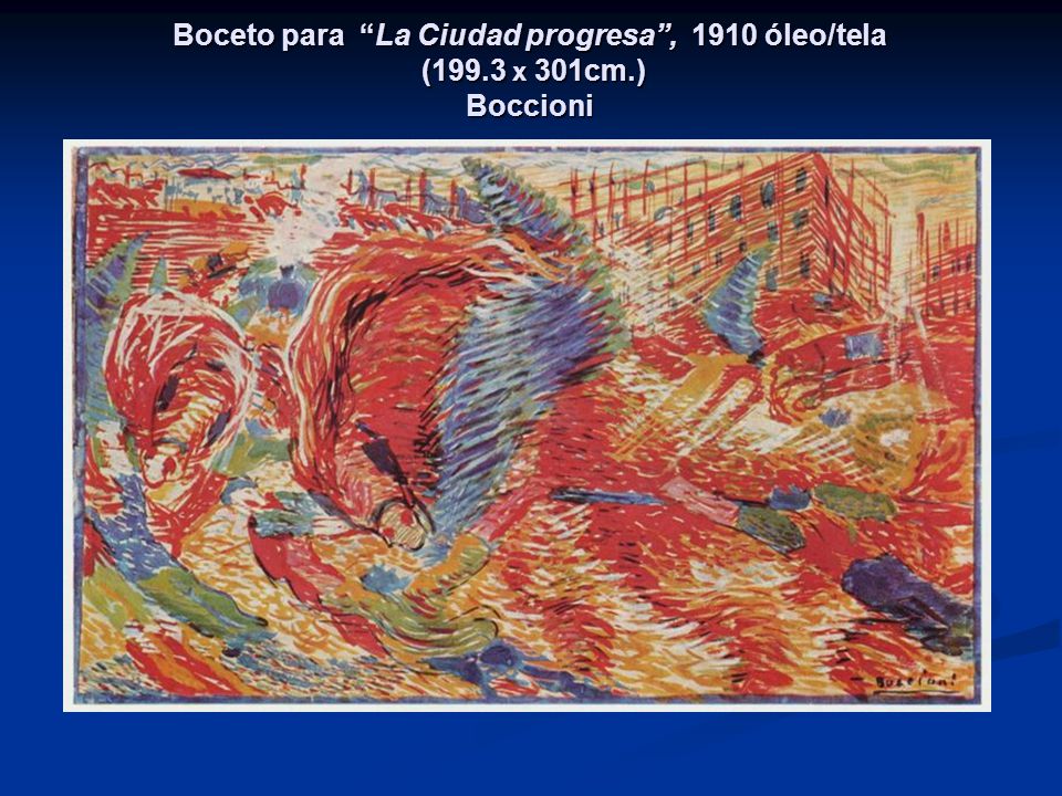 Boceto para La Ciudad progresa , 1910 óleo/tela ( x 301cm