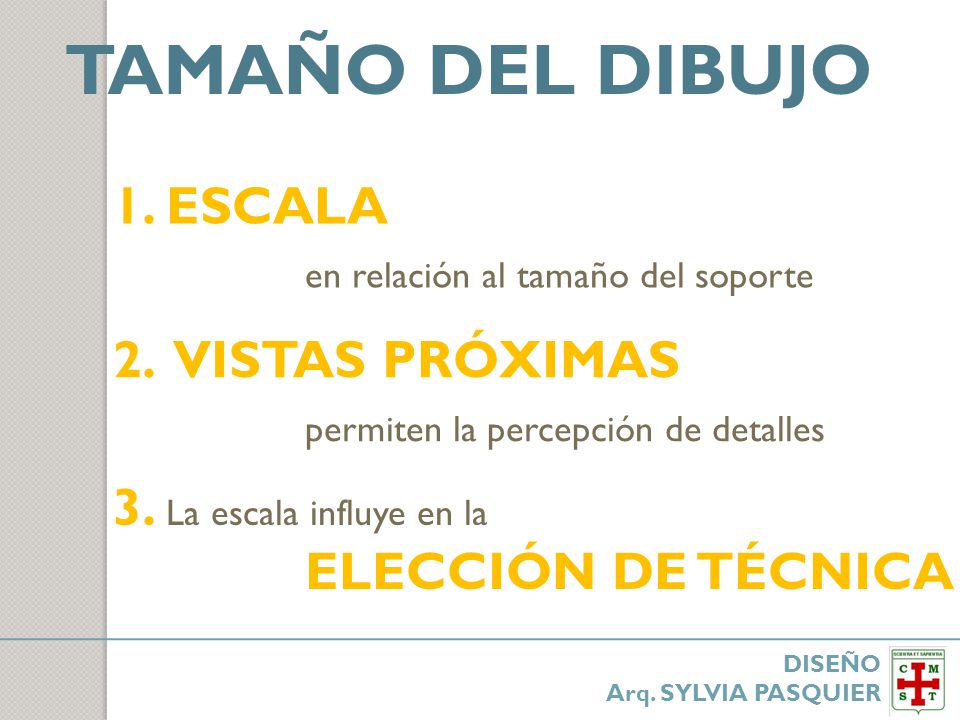 TAMAÑO DEL DIBUJO 1. ESCALA en relación al tamaño del soporte