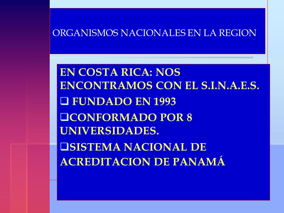 EN COSTA RICA: NOS ENCONTRAMOS CON EL S.I.N.A.E.S. FUNDADO EN 1993