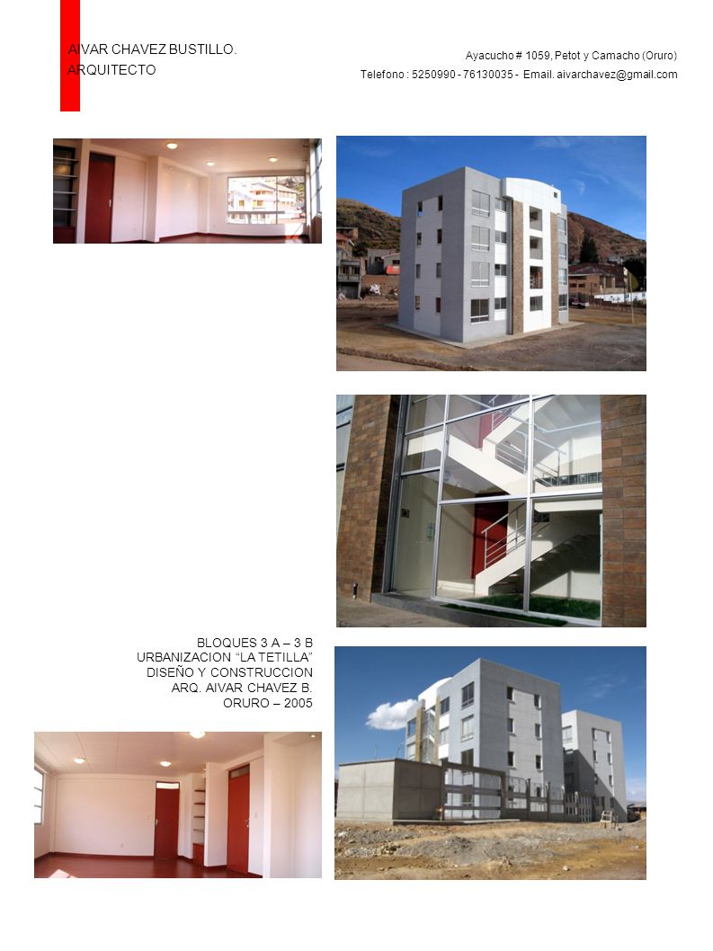 AIVAR CHAVEZ BUSTILLO. ARQUITECTO BLOQUES 3 A – 3 B