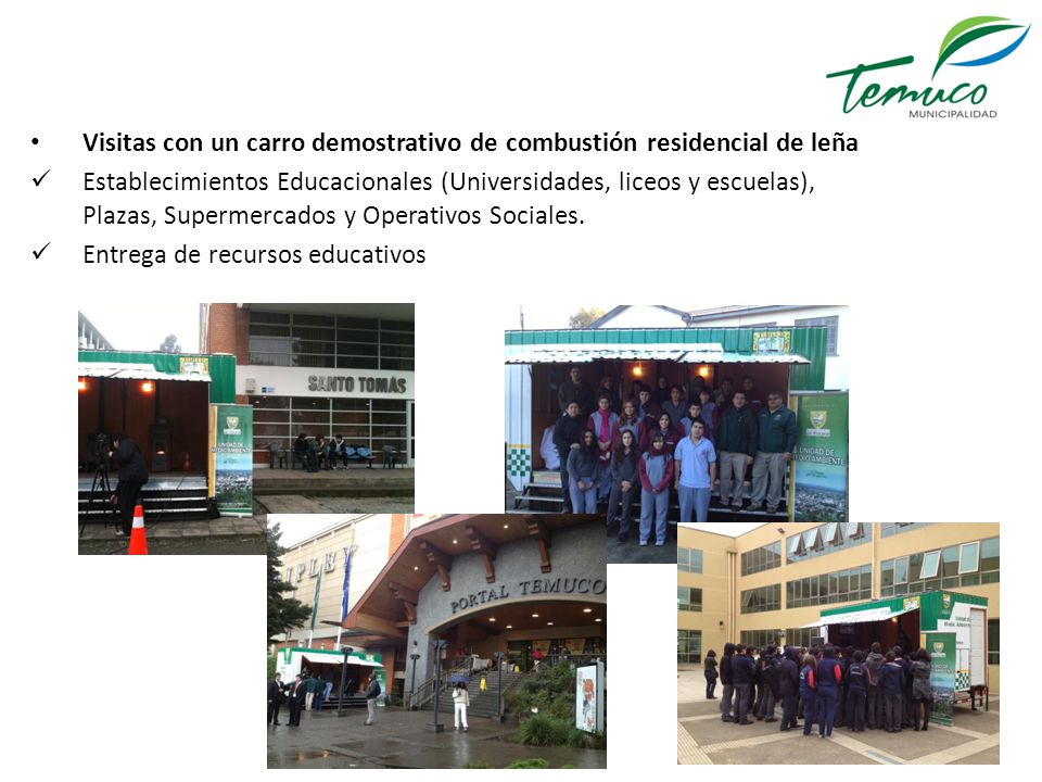 Visitas con un carro demostrativo de combustión residencial de leña
