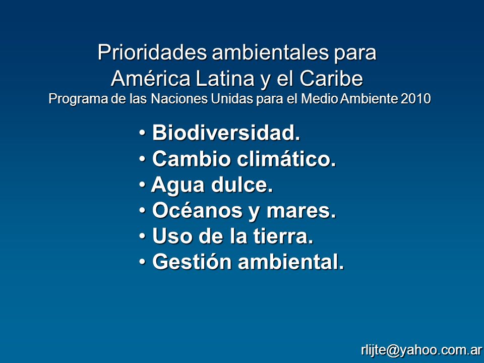 Prioridades ambientales para América Latina y el Caribe