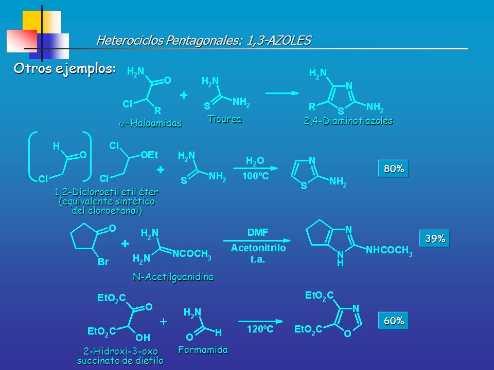 Otros ejemplos: Heterociclos Pentagonales: 1,3-AZOLES Tiourea