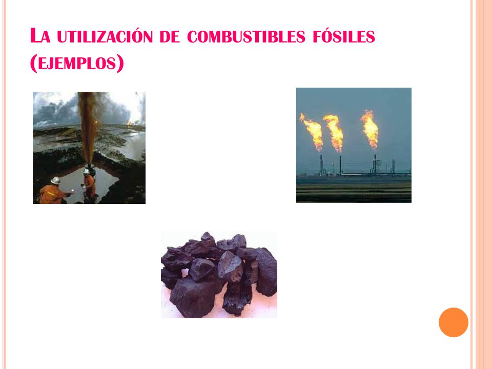 La utilización de combustibles fósiles (ejemplos)