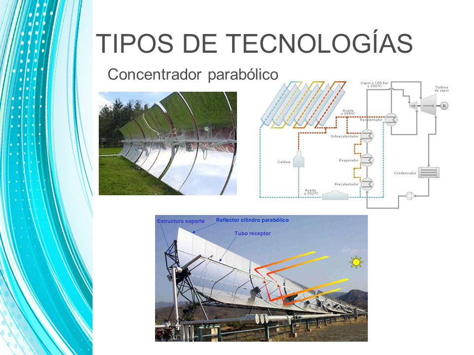 TIPOS DE TECNOLOGÍAS Concentrador parabólico