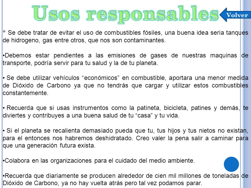 Usos responsables Volver