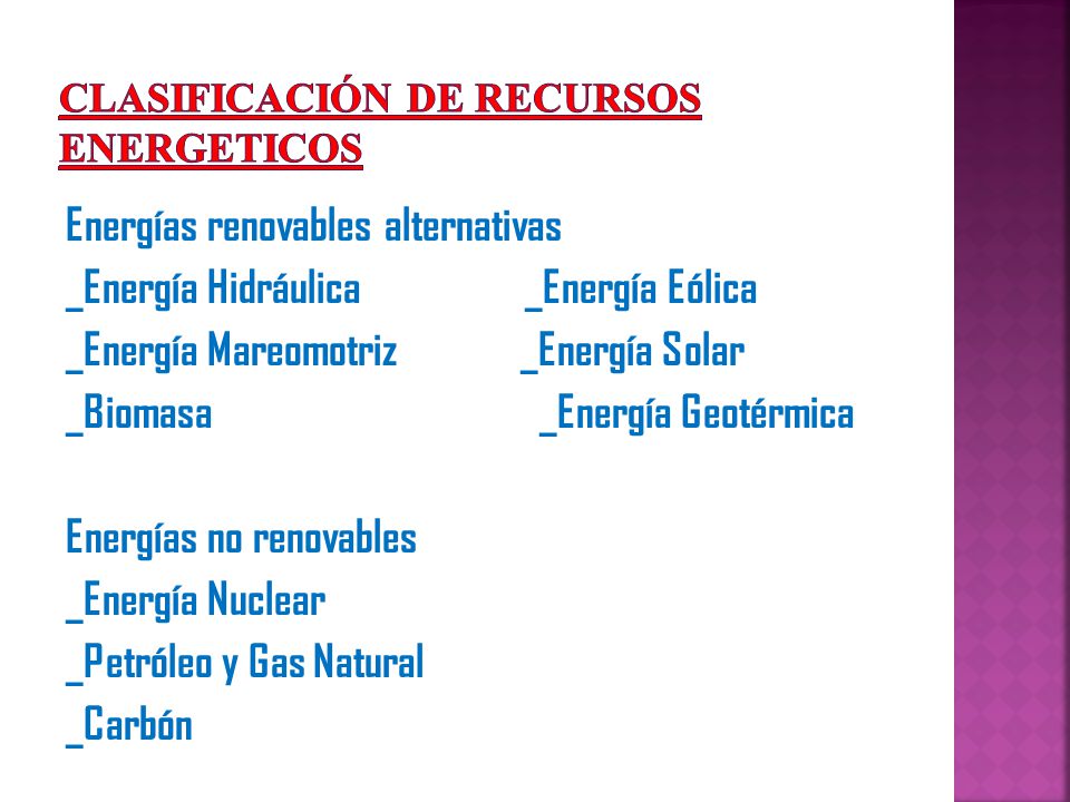 CLASIFICACIÓN DE RECURSOS ENERGETICOS