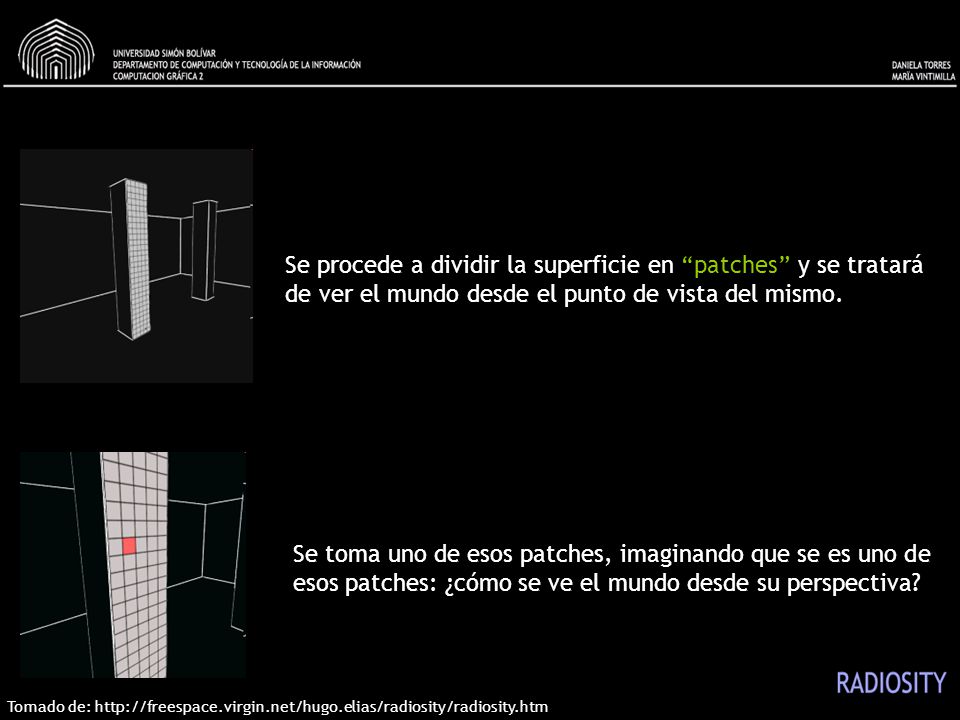 Se procede a dividir la superficie en patches y se tratará de ver el mundo desde el punto de vista del mismo.