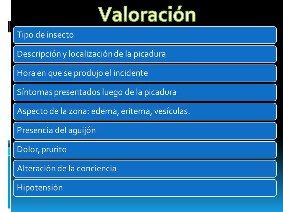 Valoración Tipo de insecto Descripción y localización de la picadura