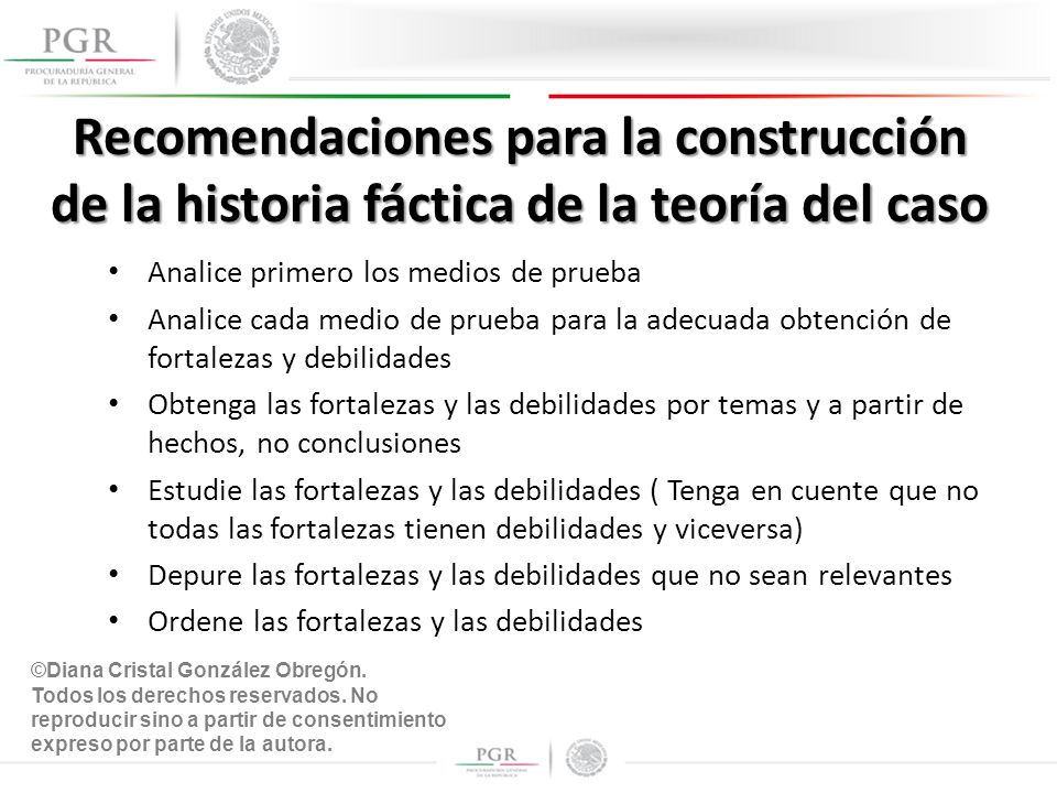 Recomendaciones para la construcción de la historia fáctica de la teoría del caso