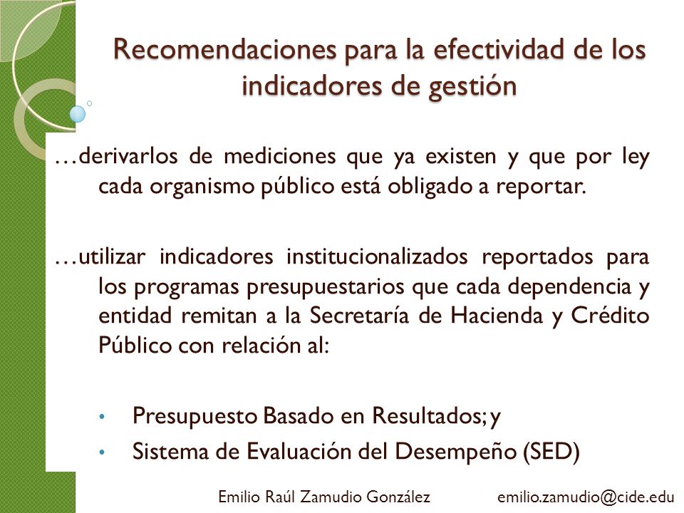 Recomendaciones para la efectividad de los indicadores de gestión