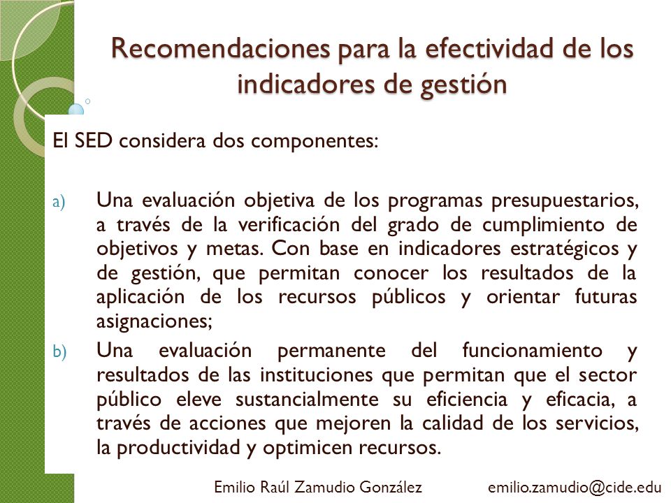 Recomendaciones para la efectividad de los indicadores de gestión