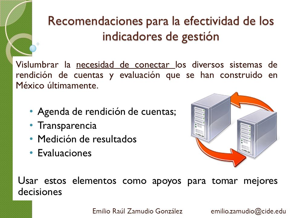 Recomendaciones para la efectividad de los indicadores de gestión
