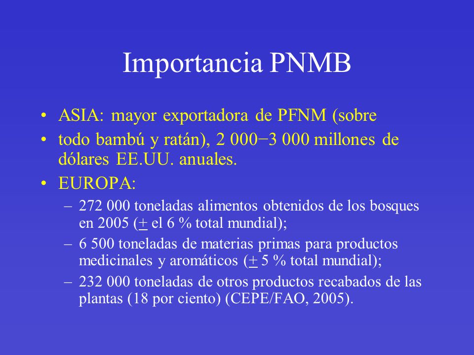 Importancia PNMB ASIA: mayor exportadora de PFNM (sobre