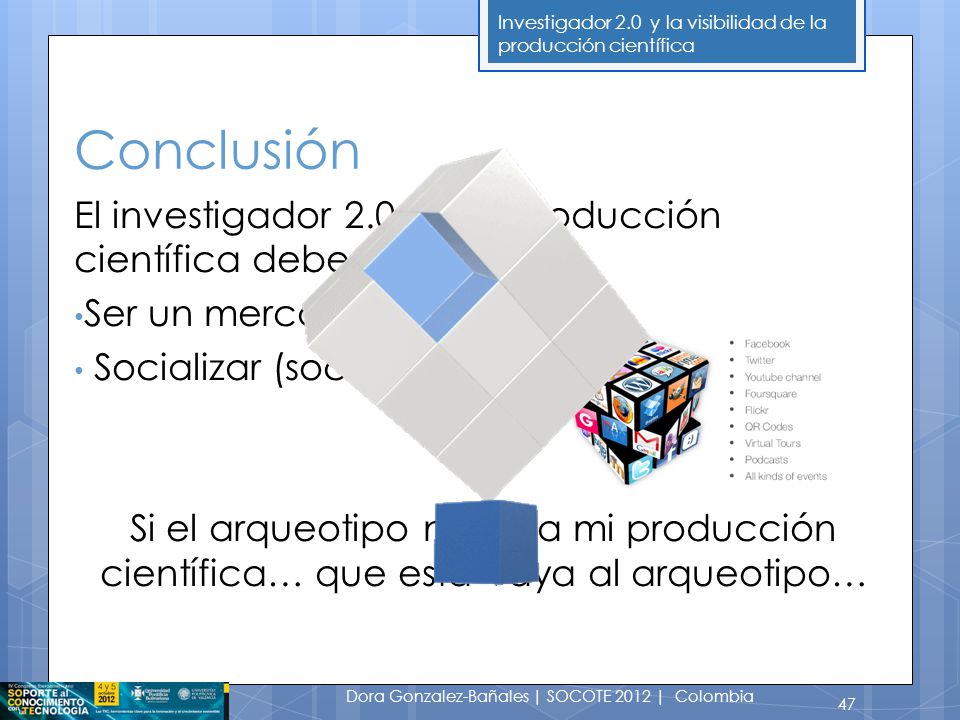 Conclusión El investigador 2.0 en su producción científica debe:
