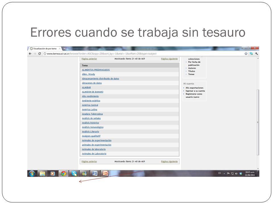 Errores cuando se trabaja sin tesauro
