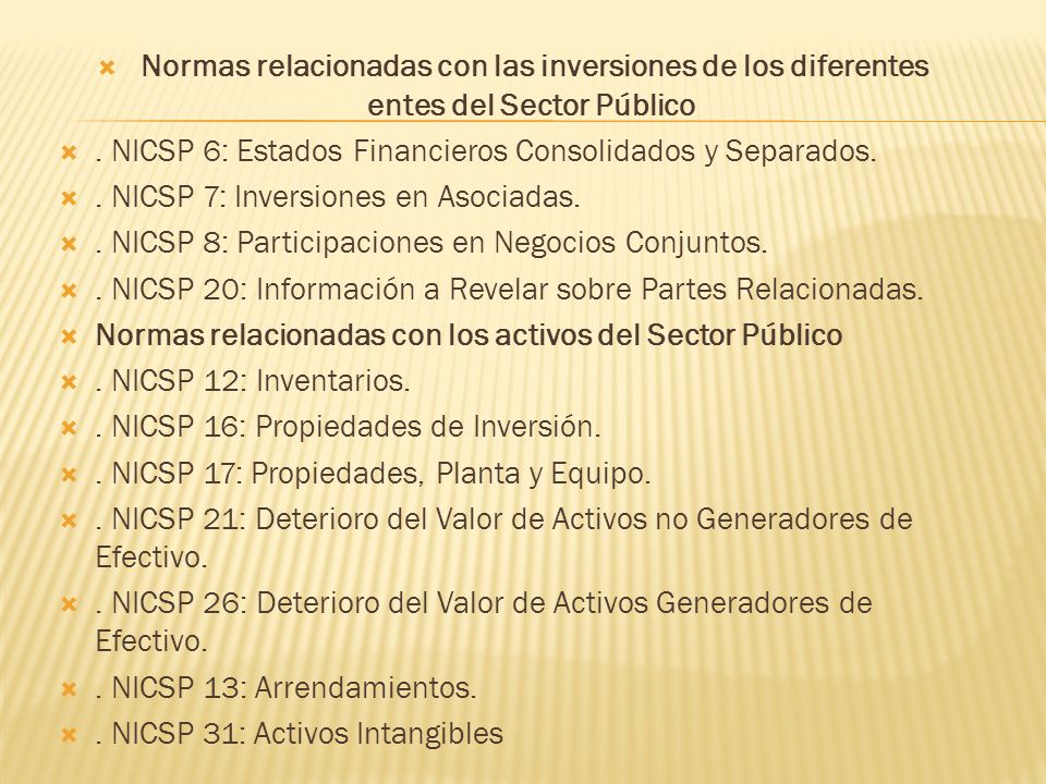 Normas relacionadas con las inversiones de los diferentes entes del Sector Público