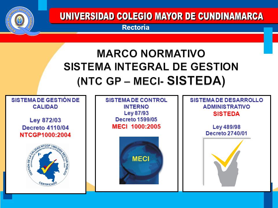 MARCO NORMATIVO SISTEMA INTEGRAL DE GESTION (NTC GP – MECI- SISTEDA)